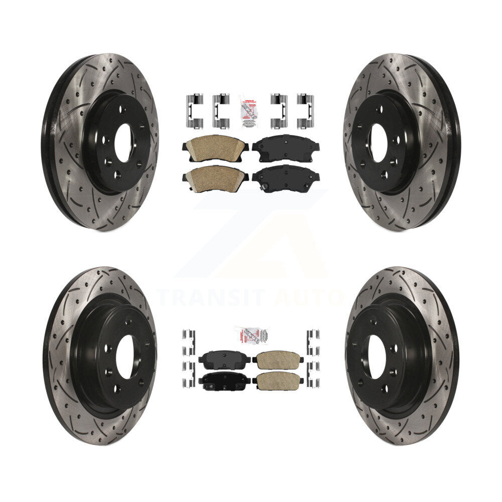 Kit de Rotors de frein à disque de fente de foret de manteau de protection en céramique avant et arrière pour Chevrolet Cruz