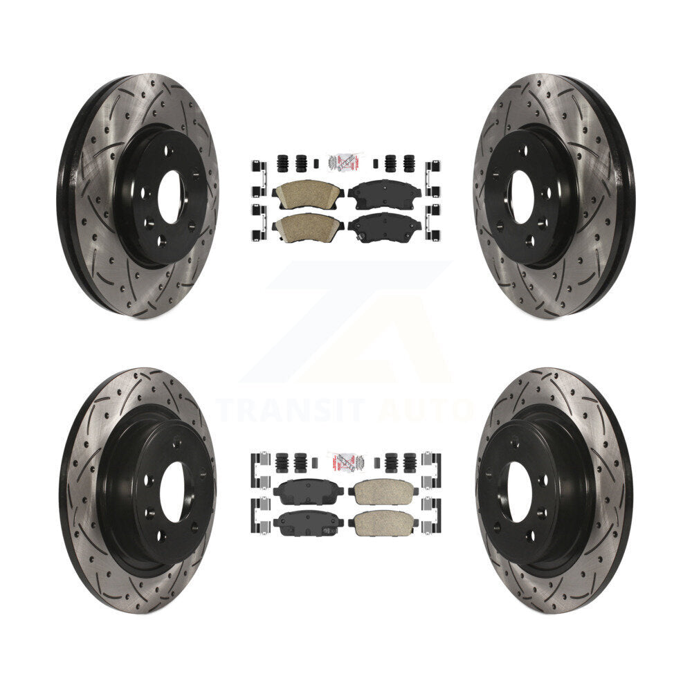 Kit de Rotors de frein à disque de fente de foret de manteau de protection en céramique avant et arrière pour Chevrolet Cruz
