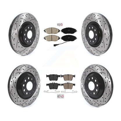 Kit de rotors de frein à fente percée avec tampons en céramique avant et arrière, pour Volkswagen Golf 17-19