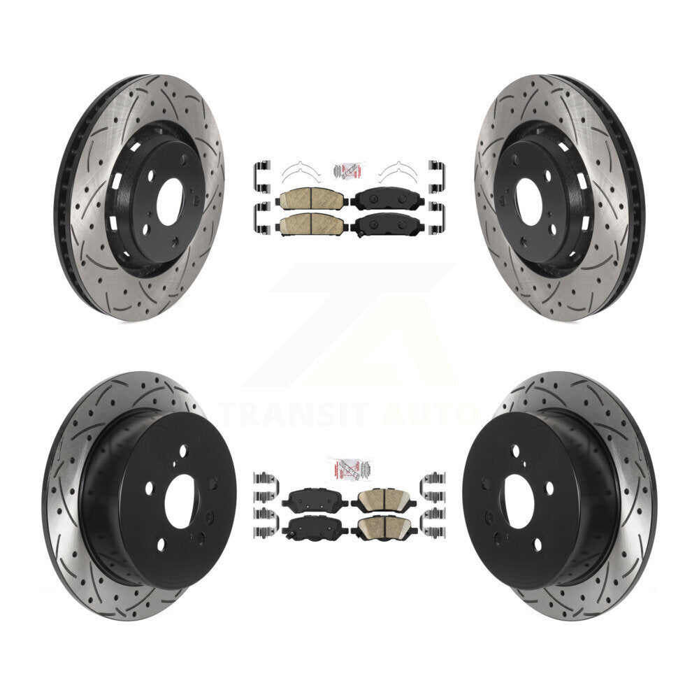 Kit de rotors de frein avant et arrière avec plaquettes en céramique et fentes percées, pour Toyota Venz 2009 – 2016
