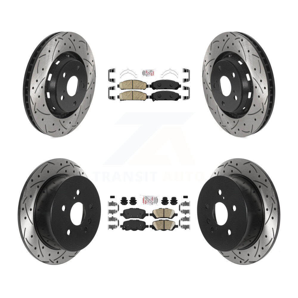 Kit de rotors de frein avant et arrière avec plaquettes en céramique et fentes percées, pour Toyota Venz 2009 – 2016