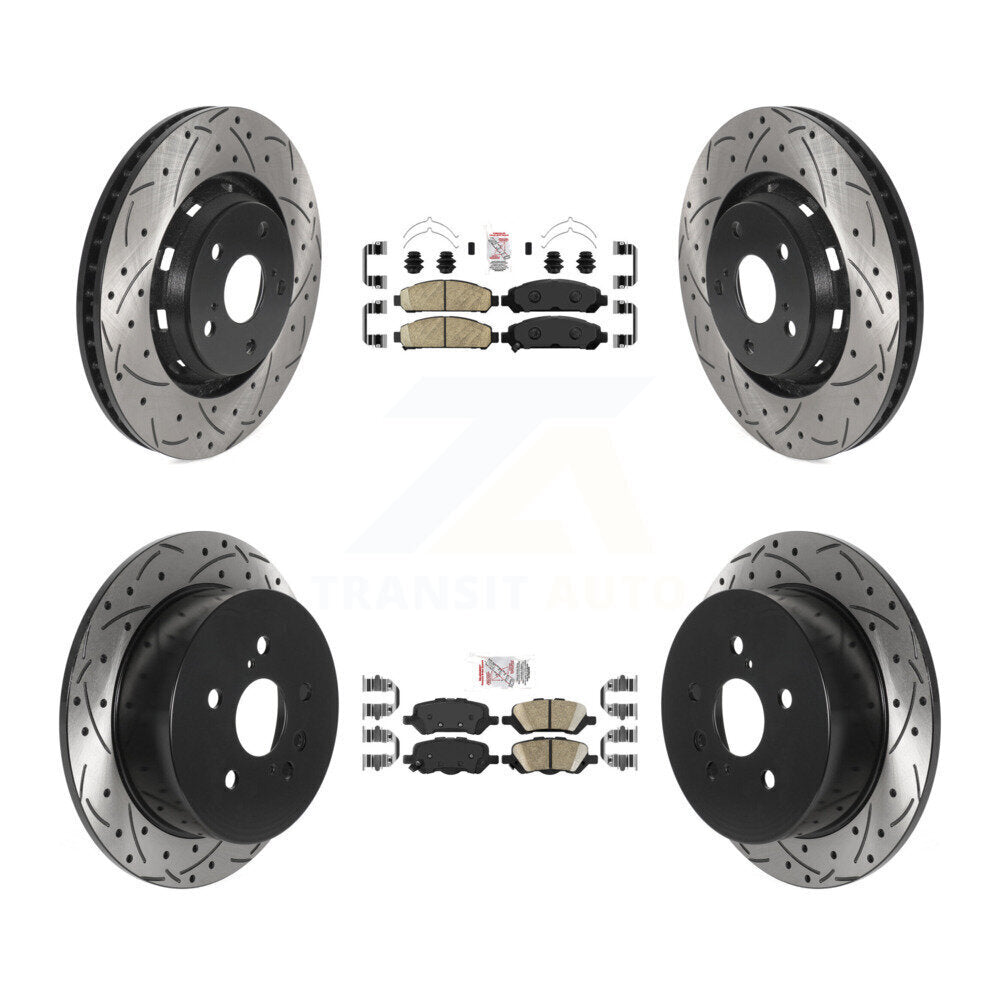 Kit de rotors de frein avant et arrière avec plaquettes en céramique et fentes percées, pour Toyota Venz 2009 – 2016
