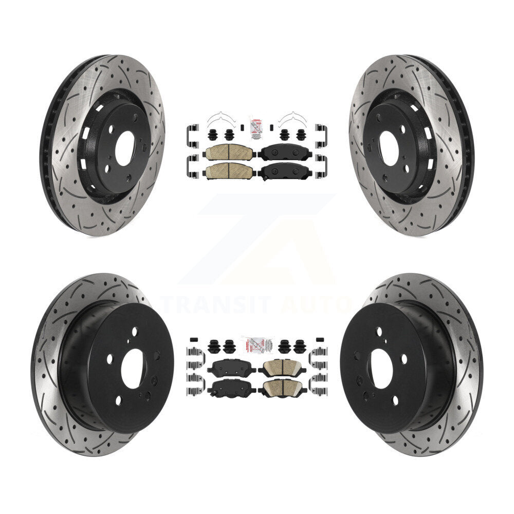 Kit de rotors de frein avant et arrière avec plaquettes en céramique et fentes percées, pour Toyota Venz 2009 – 2016