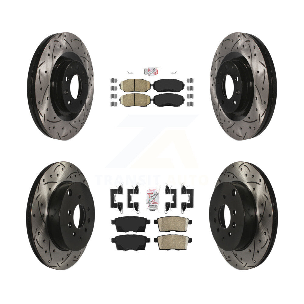 Kit de Rotors de frein à disque de fente de foret de tampon en céramique avant et arrière pour Mazda CX-2007-2015