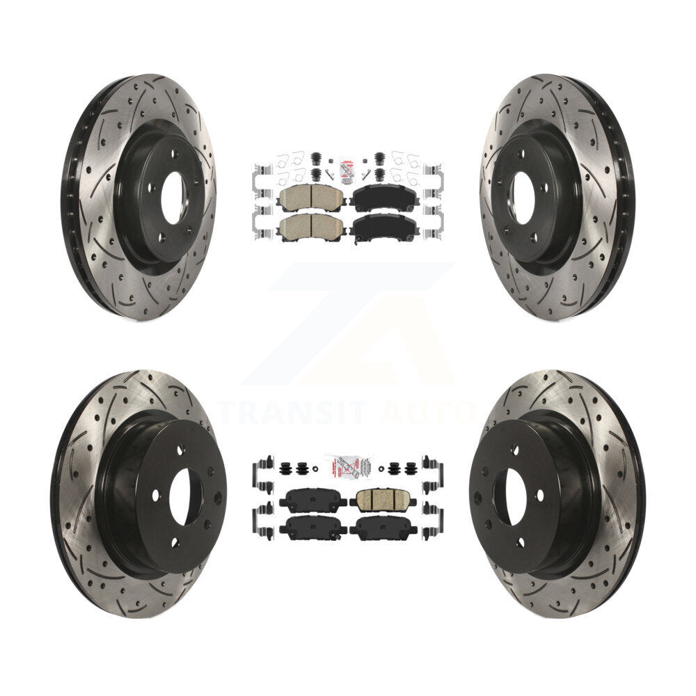 Kit de rotors de frein à fente percés avec tampons en céramique avant et arrière pour INFINITI QX5 2016 – 2017