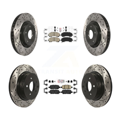 Kit de rotors de frein à fente percés avec tampons en céramique avant et arrière pour INFINITI QX5 2016 – 2017