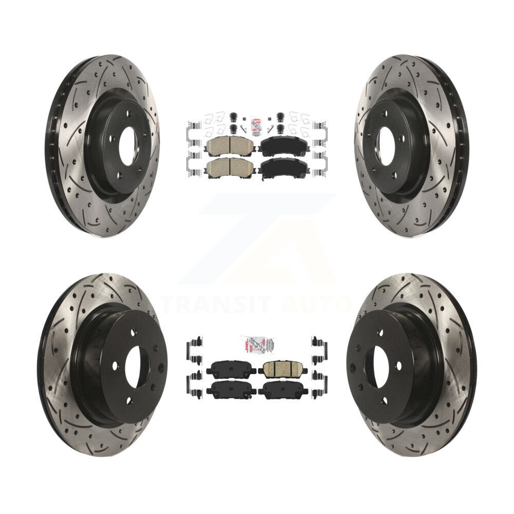 Kit de rotors de frein à fente percés avec tampons en céramique avant et arrière pour INFINITI QX5 2016 – 2017