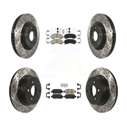 Kit de rotors de frein à fente percés avec tampons en céramique avant et arrière pour INFINITI QX5 2016 – 2017
