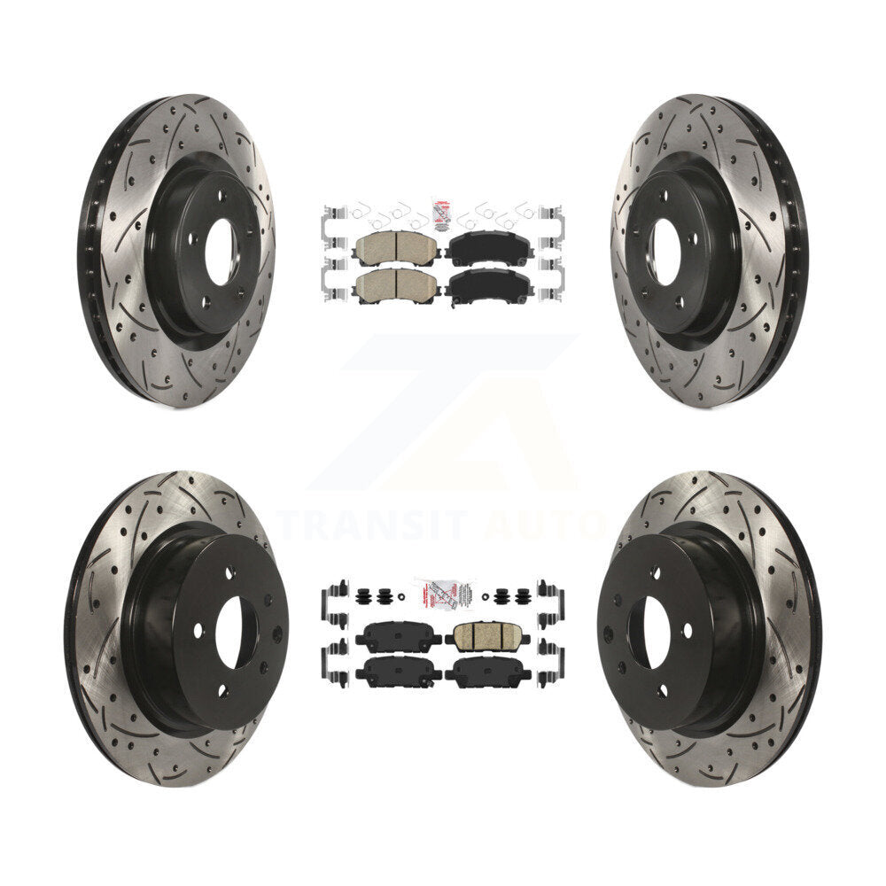Kit de rotors de frein à fente percés avec tampons en céramique avant et arrière pour INFINITI QX5 2016 – 2017
