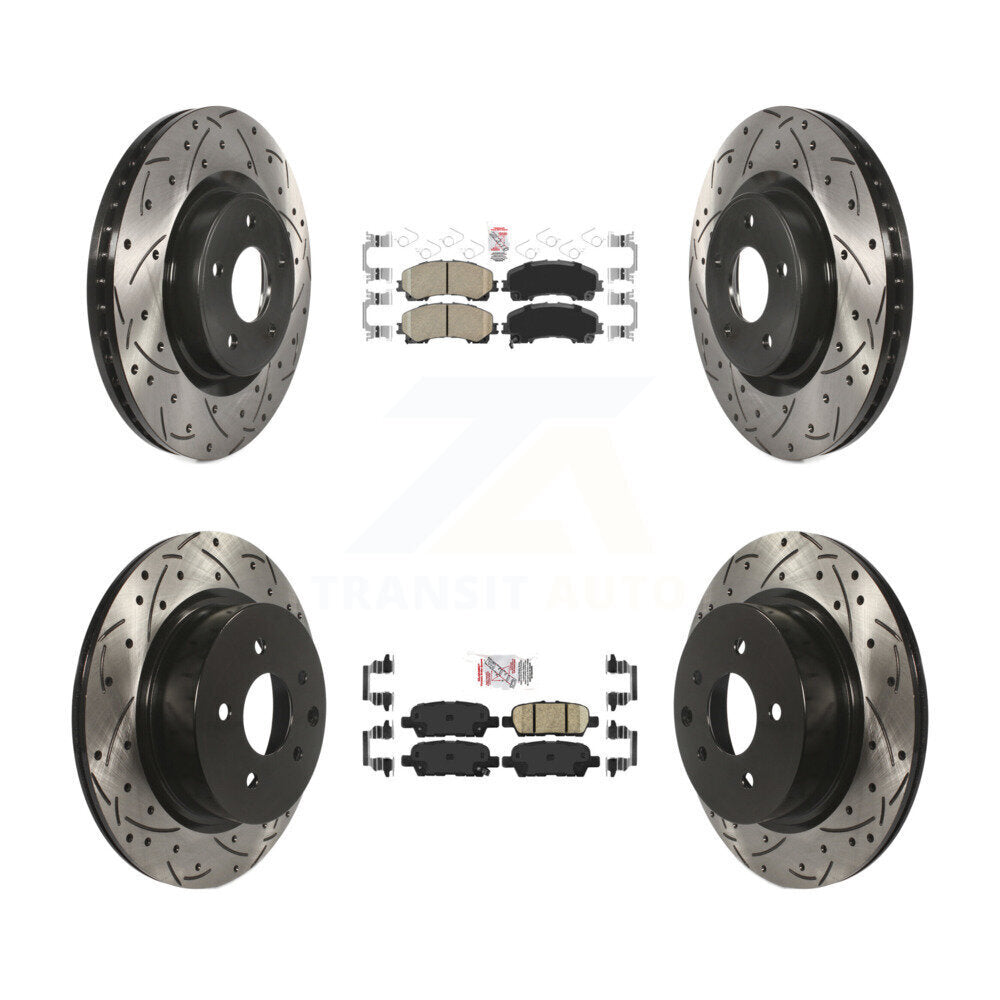 Kit de rotors de frein à fente percés avec tampons en céramique avant et arrière pour INFINITI QX5 2016 – 2017