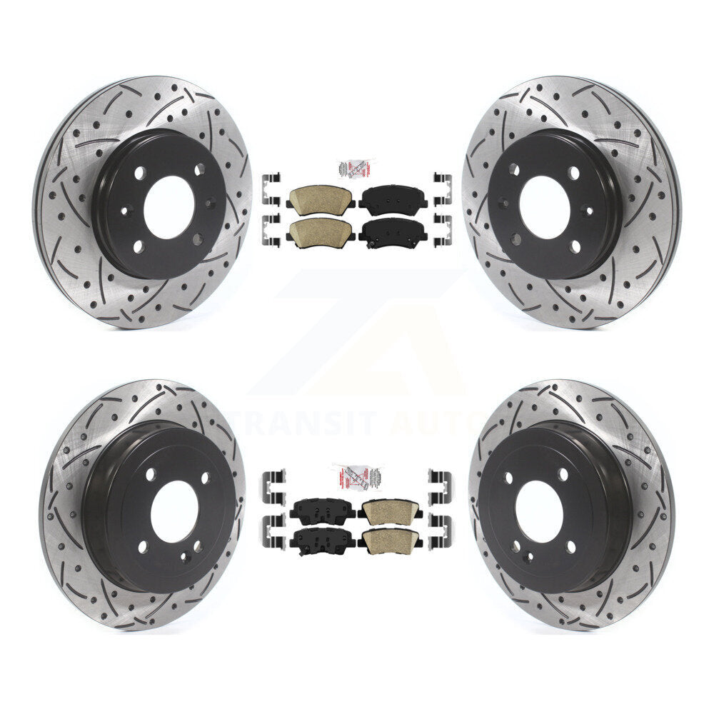 Kit de Rotor de frein avec coussinets en céramique avant et arrière, fente percée, pour Hyundai Accent Kia Ri