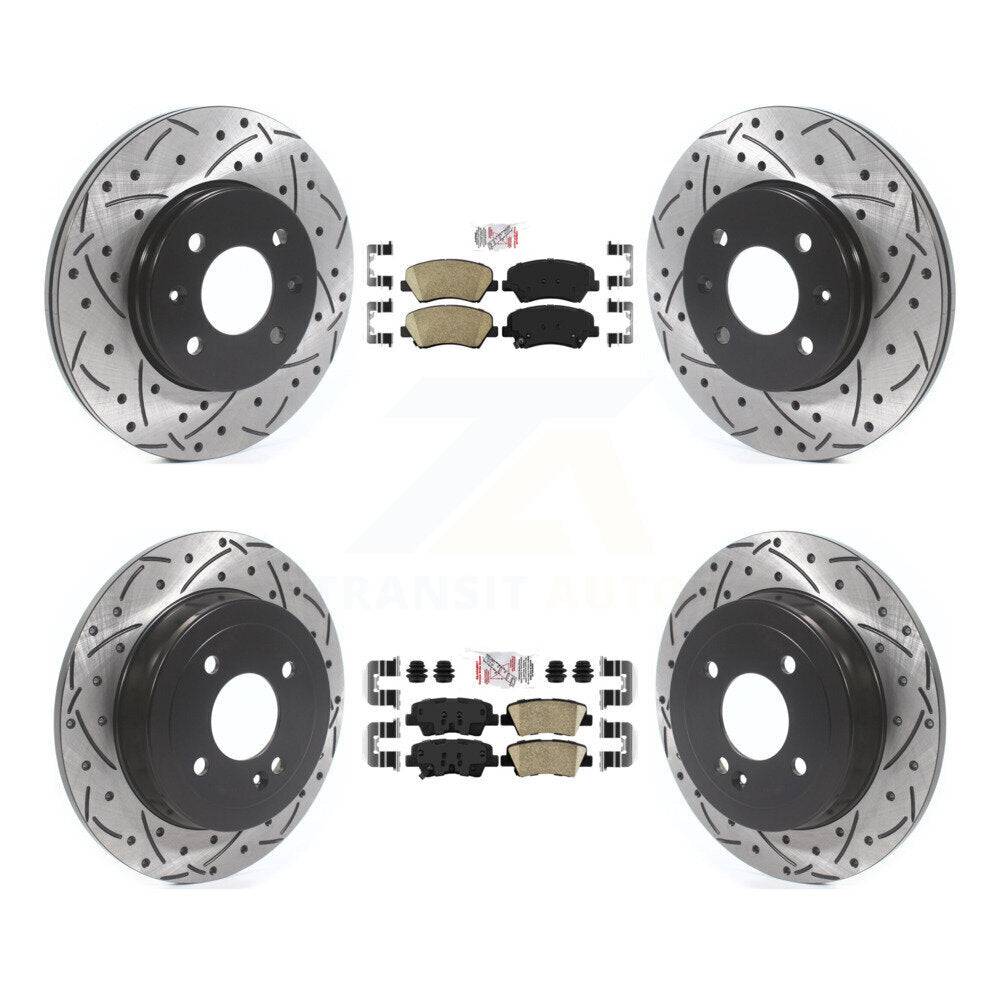 Kit de Rotor de frein avec coussinets en céramique avant et arrière, fente percée, pour Hyundai Accent Kia Ri