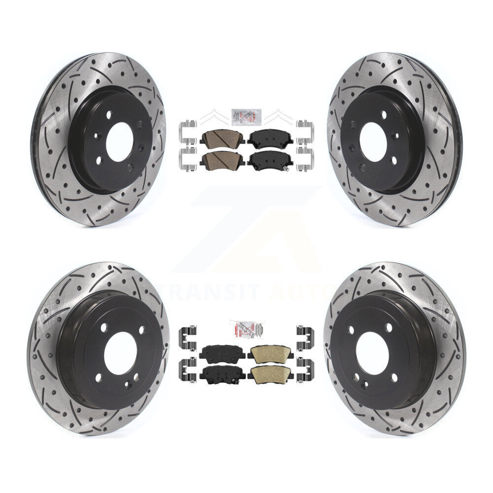 Kit de Rotor de frein avec coussinets en céramique avant et arrière, fente percée, pour Kia Rio Hyundai Accen