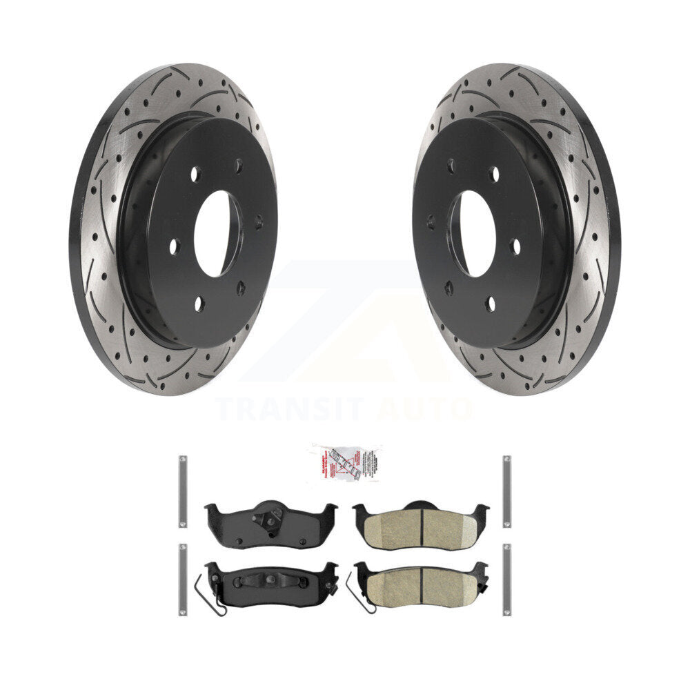 Rotor de frein à fente arrière percé et Kit de plaquettes en céramique pour Nissan TITAN Armada INFINIT