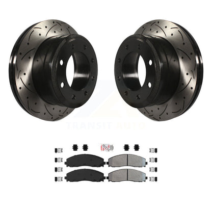Kit de plaquettes semi-métalliques de Rotor de frein à disque de fente de forage arrière pour Ford F-350 Super Dut