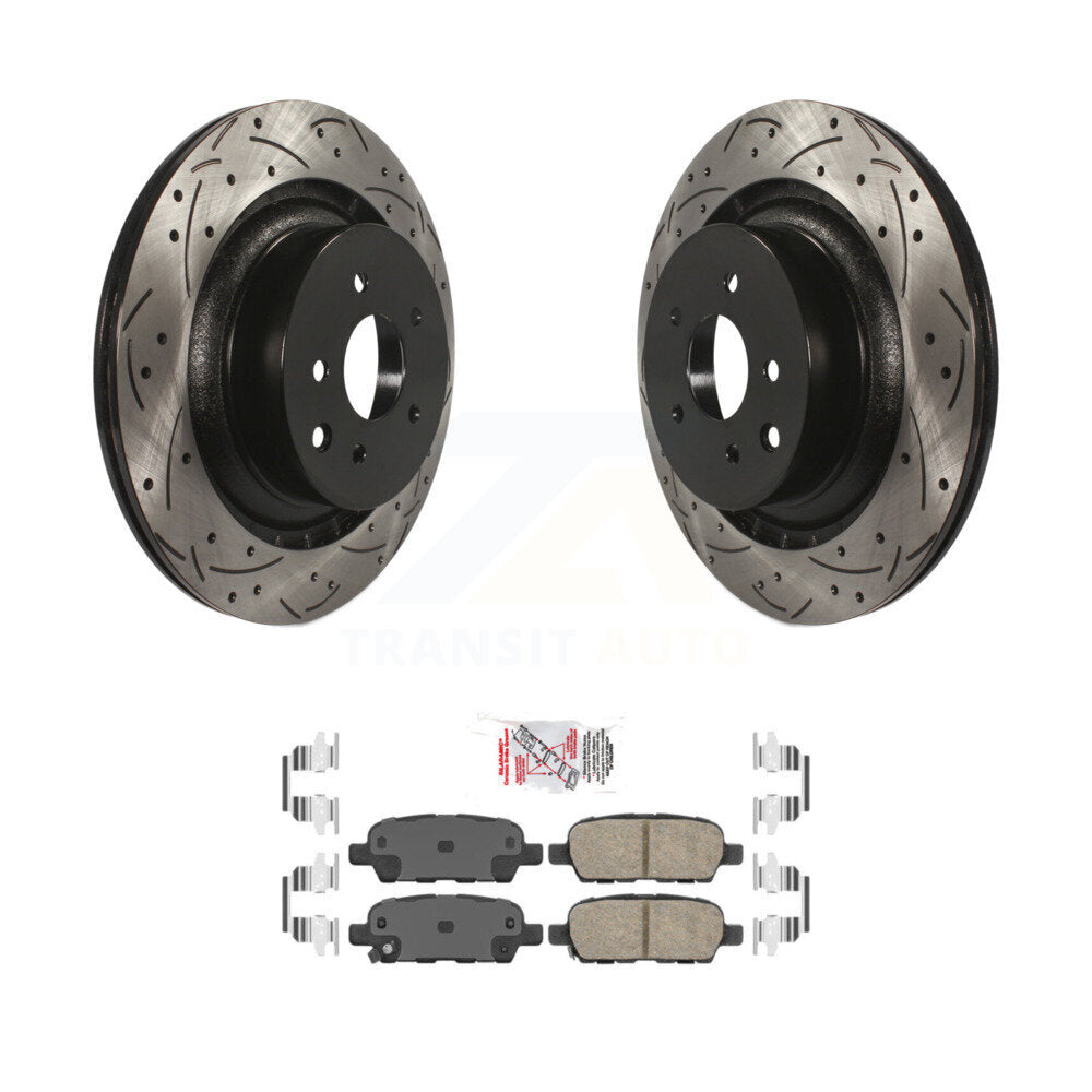 Rotors de frein à disque fendus percés à revêtement arrière et kit de plaquettes en céramique pour INFINITI Q6
