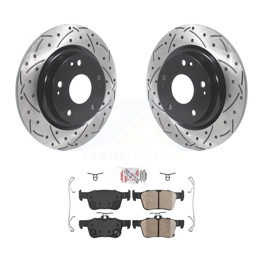 Rotor de frein à disque fendu percé à revêtement arrière et kit de plaquettes en céramique pour Honda Civi