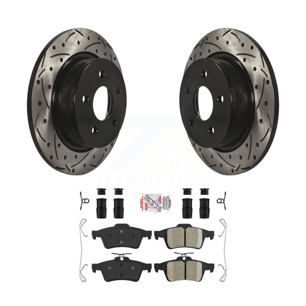 Kit de plaquettes en céramique pour Rotor de frein à disque, fente de perçage arrière, pour Ford Escape Transit Connect