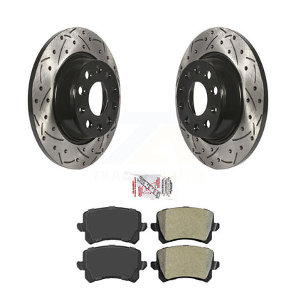 Kit de plaquettes semi-métalliques de Rotors de frein de fente de forage arrière pour Volkswagen Tiguan Audi Q