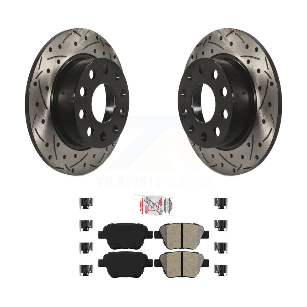 Rotors de frein à fente arrière, Kit de plaquettes semi-métalliques pour Volkswagen Jetta Eos Aud