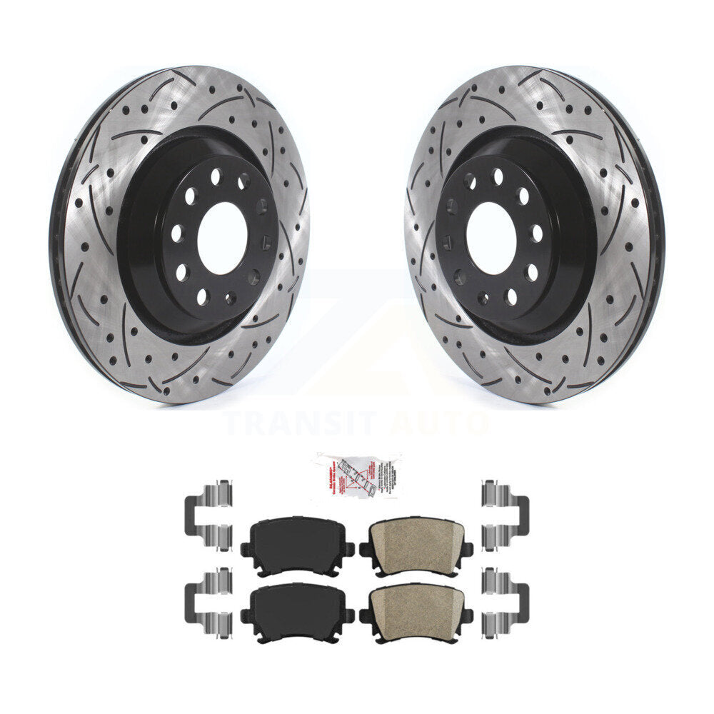 Kit de plaquettes en céramique pour Rotors de frein à fente de forage arrière, pour Volkswagen GTI Passat CC Golf