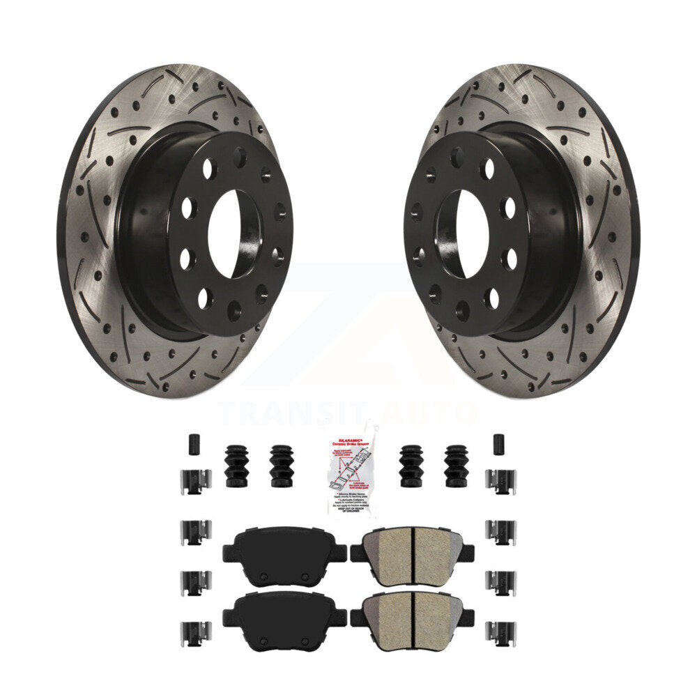 Rotors de frein à fente arrière, Kit de plaquettes semi-métalliques pour Volkswagen Jetta Eos Aud