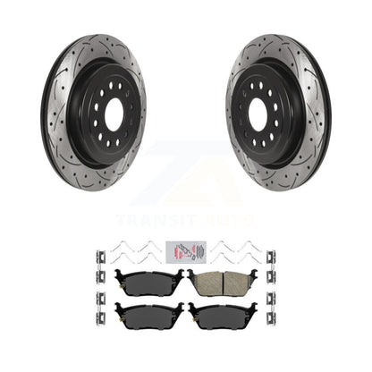 Rotors de frein à disque fendus percés à revêtement arrière et kit de plaquettes en céramique pour Ram 1500