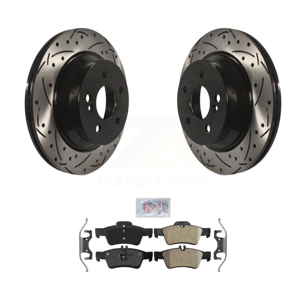 Kit de plaquettes de frein semi-métalliques pour rotors de frein à fente arrière percés pour Mercedes-Benz E350 E40
