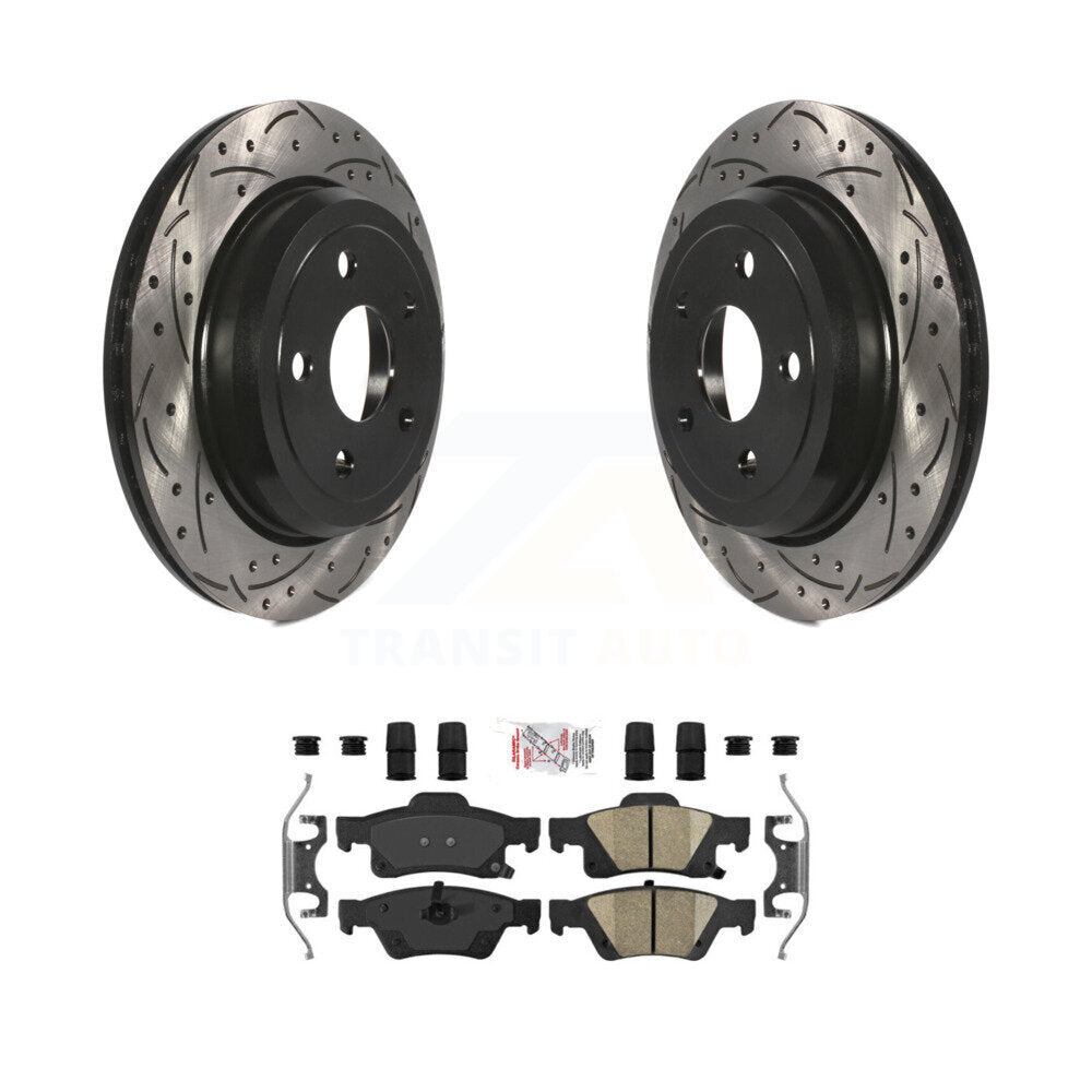 Rotor de frein à fente arrière percé et Kit de plaquettes en céramique pour Jeep Grand Cherokee Dodge W