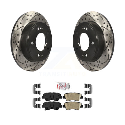 Rotor de frein à fente arrière percé et Kit de plaquettes en céramique pour Hyundai Elantra Kia Forte G