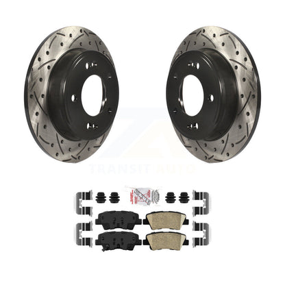 Rotor de frein à fente arrière percé et Kit de plaquettes en céramique pour Hyundai Elantra Kia Forte G