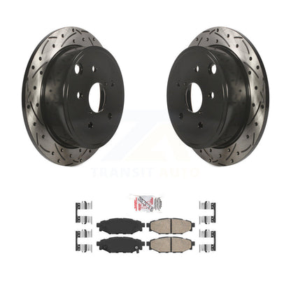 Rotors de frein à disque fendus percés à revêtement arrière et kit de plaquettes en céramique pour Subaru WR