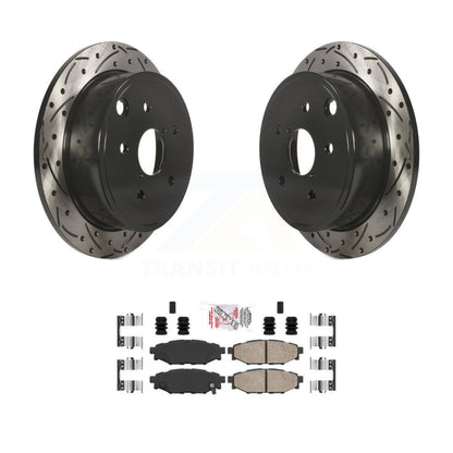 Rotors de frein à disque fendus percés à revêtement arrière et kit de plaquettes en céramique pour Subaru WR