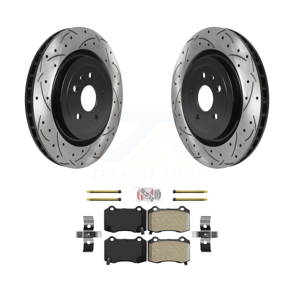Kit de plaquettes semi-métalliques de Rotors de frein de fente de forage arrière pour Chevrolet Camaro Cadilla