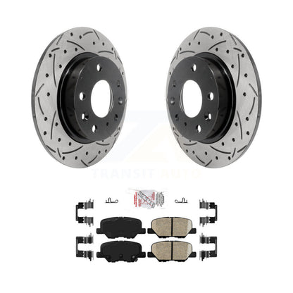 Rotor de frein à disque fendu percé à revêtement arrière et Kit de plaquettes en céramique pour Mazda 3 Spor