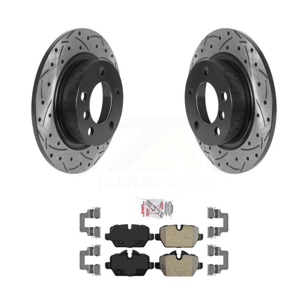 Rotor de frein à fente arrière percé et Kit de plaquettes semi-métalliques pour Mini Cooper Countryma