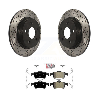 Rotor de frein à disque à fente percée à revêtement arrière et Kit de plaquettes semi-métalliques pour Ford Focu