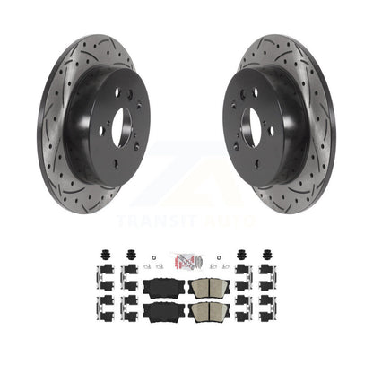 Rotors de frein à disque fendus percés à revêtement arrière et Kit de plaquettes en céramique pour Toyota Camr
