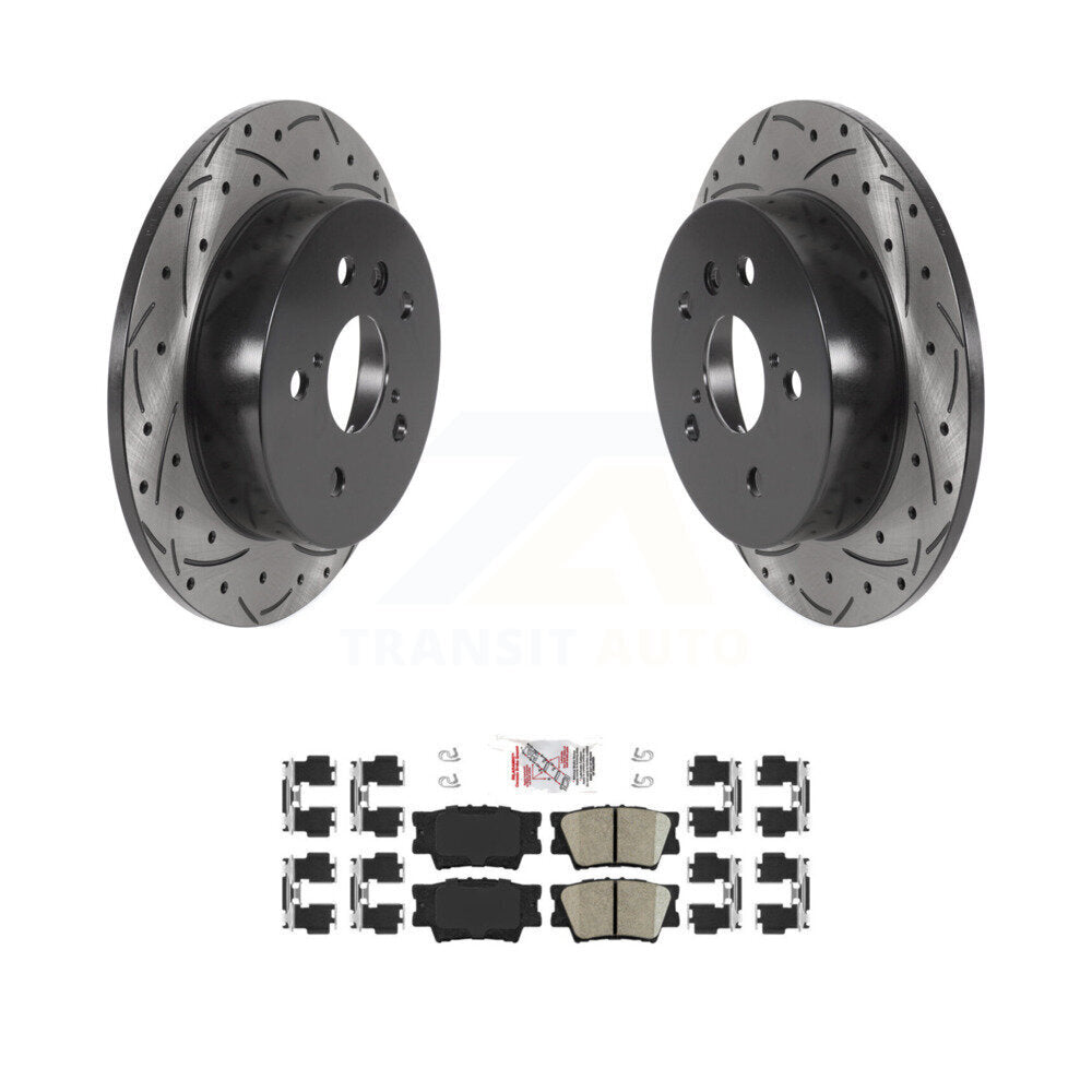 Rotors de frein à disque fendus percés à revêtement arrière et Kit de plaquettes en céramique pour Toyota Camr