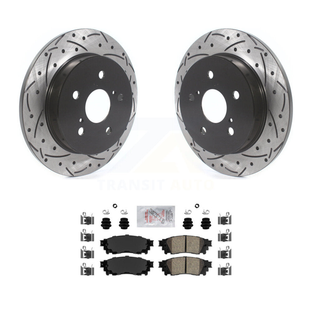 Rotor de frein à fente arrière percé et Kit de plaquettes en céramique pour Toyota RAV4 Camry Lexus C-H