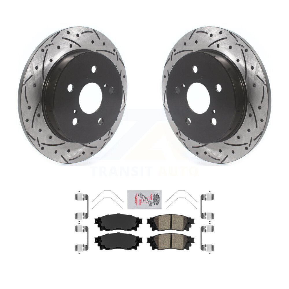 Rotor de frein à fente arrière percé et Kit de plaquettes en céramique pour Toyota RAV4 Camry Lexus C-H