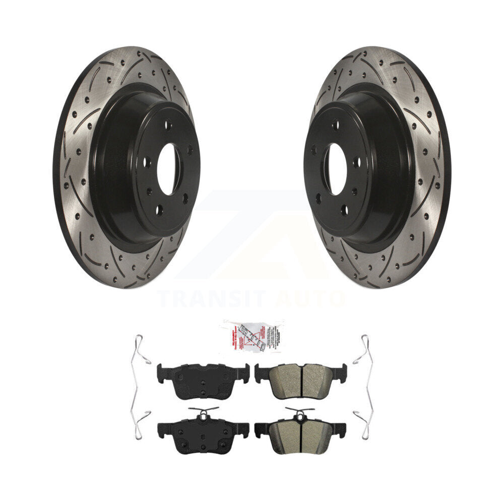 Rotors de frein à fente arrière percés, Kit de plaquettes semi-métalliques pour Ford Fusion Lincoln MK