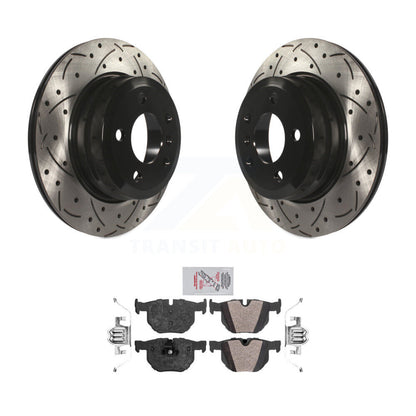 Kit de plaquettes semi-métalliques de Rotor de frein à disque fendu percé à revêtement arrière pour BMW X5 X
