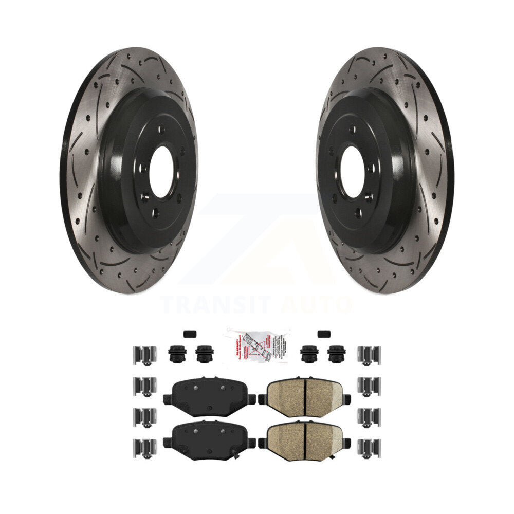 Kit de plaquettes semi-métalliques de rotors de frein à disque de fente de forage enduits arrière pour Ford Explorer