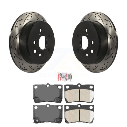Rotor de frein à disque fendu percé à revêtement arrière et kit de plaquettes en céramique pour Lexus IS25