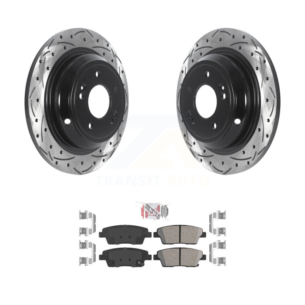 Rotor de frein à fente arrière percé et Kit de plaquettes en céramique pour Hyundai Genesis G80 Kia K90