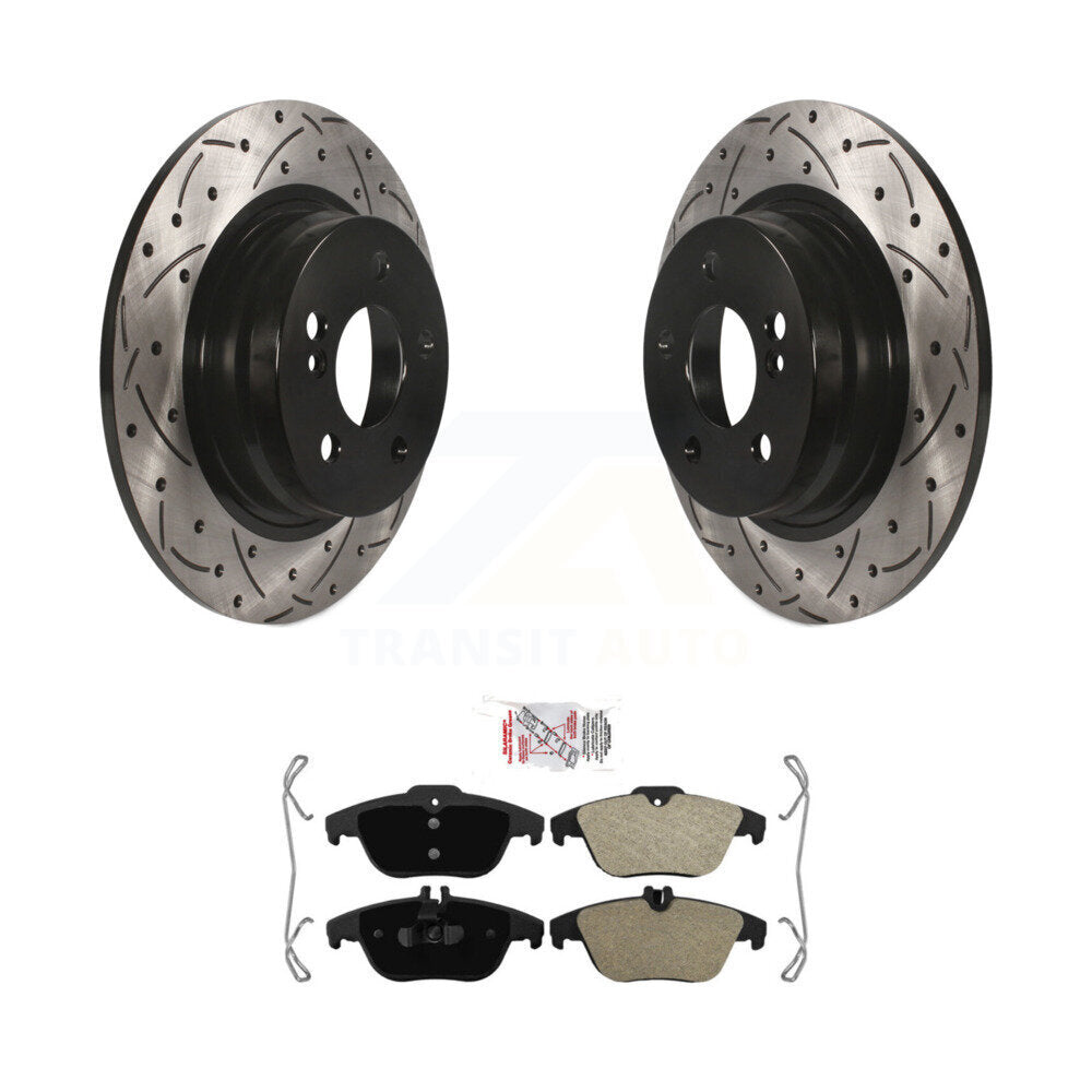Kit de plaquettes de frein semi-métalliques pour rotors de frein à fente arrière percés pour Mercedes-Benz C300 C25
