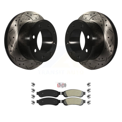 Kit de plaquettes semi-métalliques de Rotor de frein à disque de fente de forage arrière pour Ford F-250 Super Dut