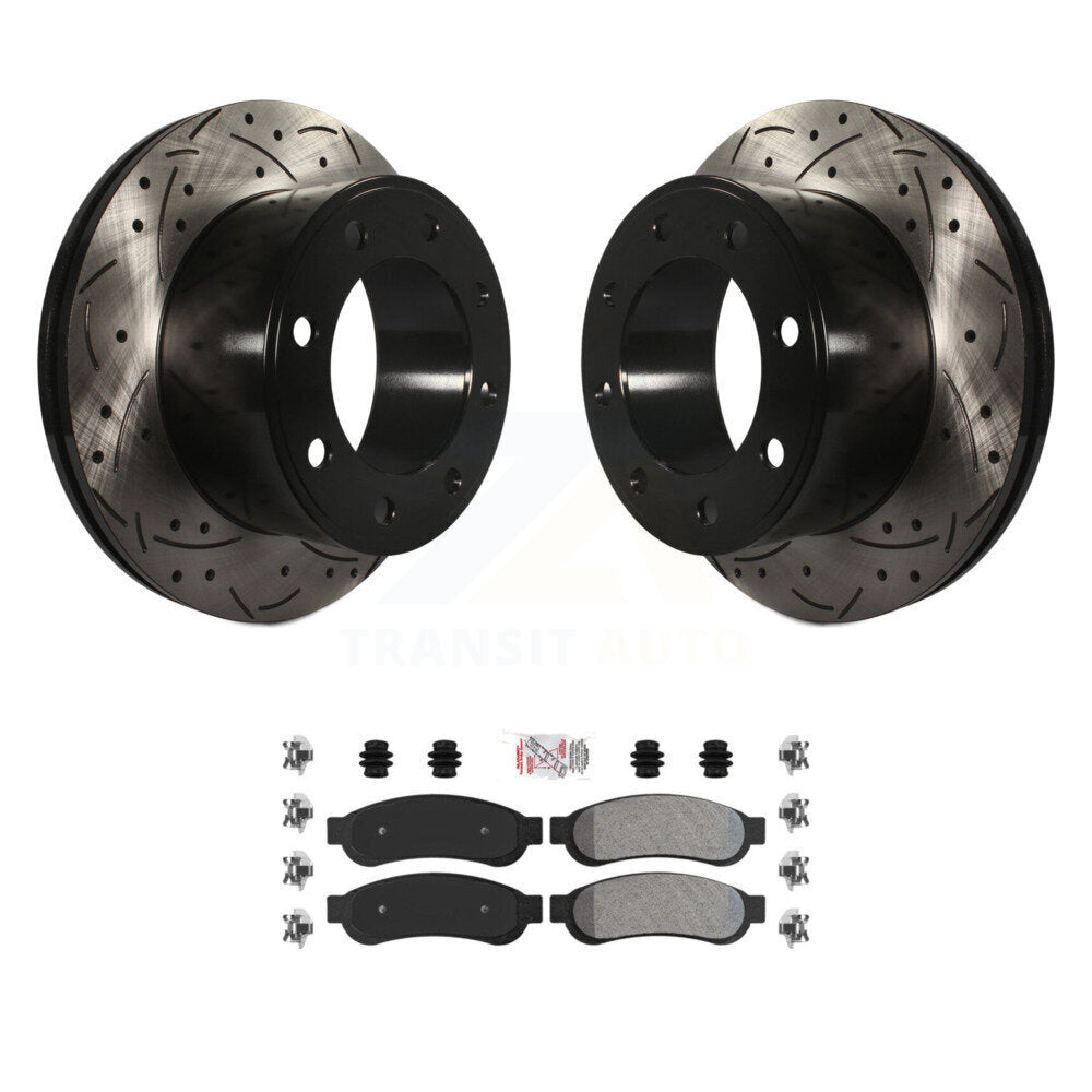 Kit de plaquettes semi-métalliques de Rotor de frein à disque de fente de forage arrière pour Ford F-250 Super Dut