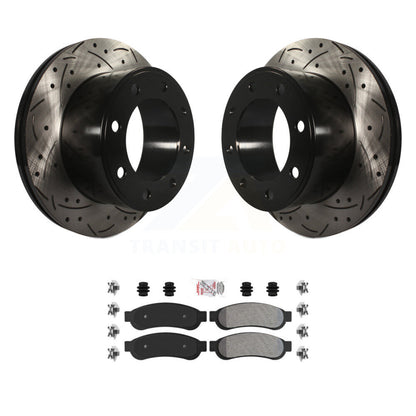 Kit de plaquettes semi-métalliques de Rotor de frein à disque de fente de forage arrière pour Ford F-250 Super Dut